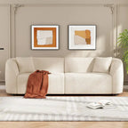 Canapé 3 places en bouclé incurvé sculptural de 222,25 cm avec design ergonomique