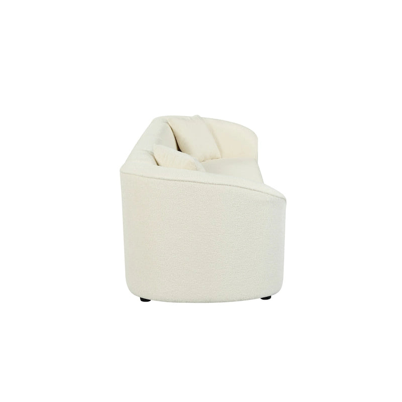 Canapé 3 places en bouclé incurvé sculptural de 222,25 cm avec design ergonomique