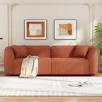 Canapé 3 places en bouclé incurvé sculptural de 222,25 cm avec design ergonomique