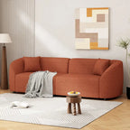 Canapé 3 places en bouclé incurvé sculptural de 222,25 cm avec design ergonomique