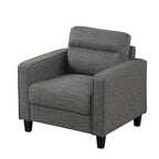 Fauteuil d'appoint contemporain avec accoudoirs droits et pieds coniques en bois massif