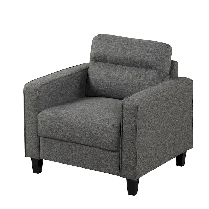 Fauteuil d'appoint contemporain avec accoudoirs droits et pieds coniques en bois massif