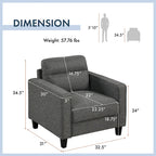 Fauteuil d'appoint contemporain avec accoudoirs droits et pieds coniques en bois massif