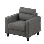 Fauteuil d'appoint contemporain avec accoudoirs droits et pieds coniques en bois massif