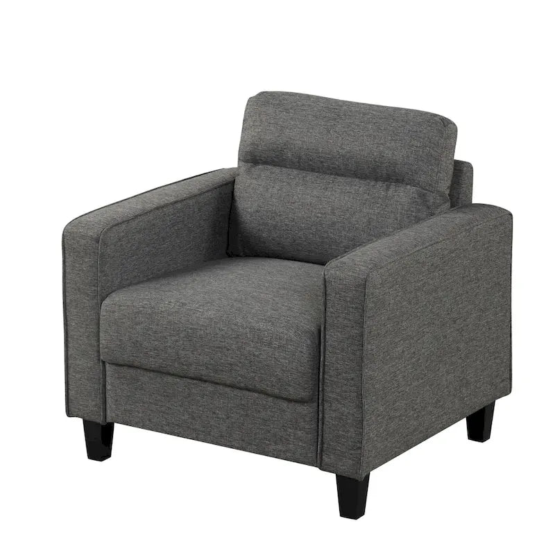 Fauteuil d'appoint contemporain avec accoudoirs droits et pieds coniques en bois massif