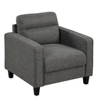 Fauteuil d'appoint contemporain avec accoudoirs droits et pieds coniques en bois massif