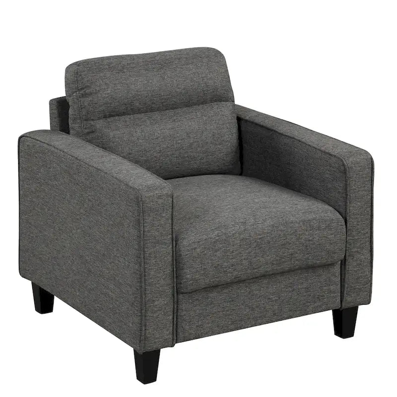 Fauteuil d'appoint contemporain avec accoudoirs droits et pieds coniques en bois massif