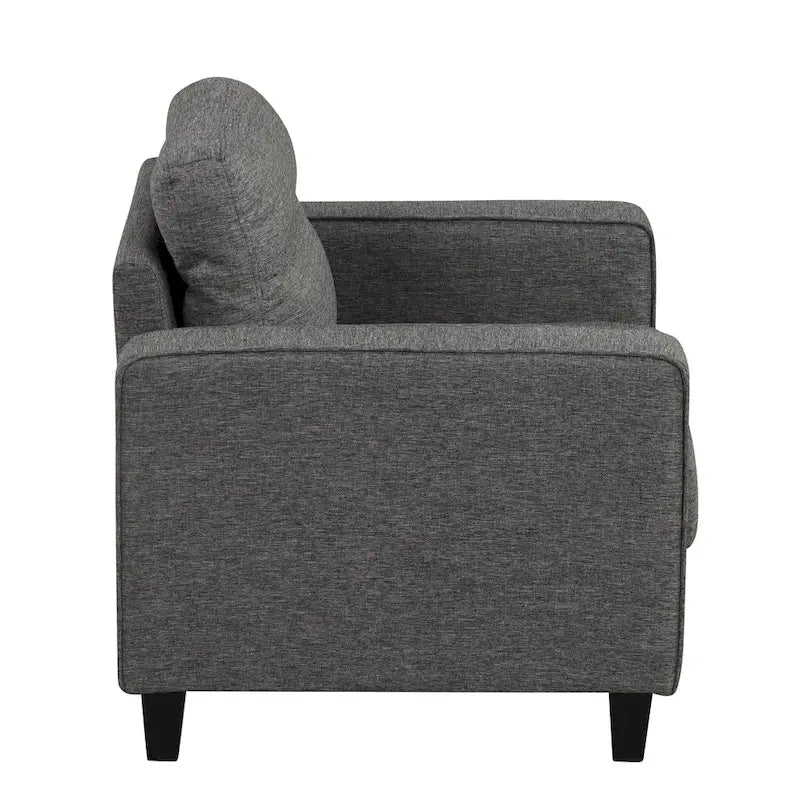 Fauteuil d'appoint contemporain avec accoudoirs droits et pieds coniques en bois massif