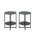 Tables d'appoint rondes noires en verre trempé (lot de 2) pour salon ou chambre à coucher