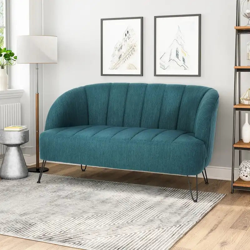 Causeuse moderne en tissu Lupine avec pieds en épingle par Christopher Knight Home