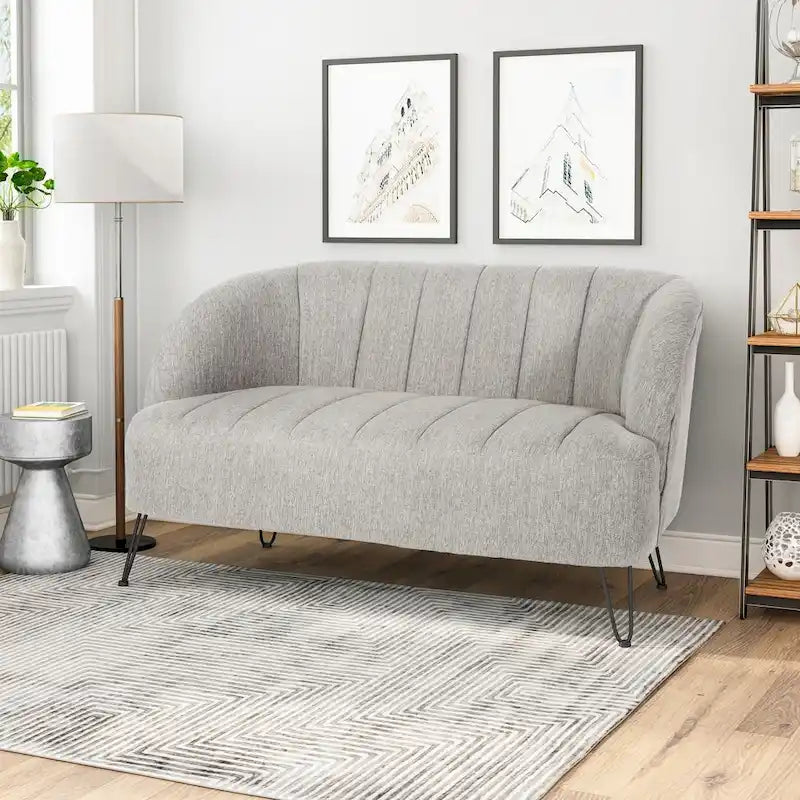 Causeuse moderne en tissu Lupine avec pieds en épingle par Christopher Knight Home