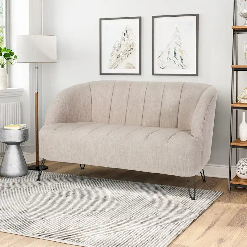 Causeuse moderne en tissu Lupine avec pieds en épingle par Christopher Knight Home