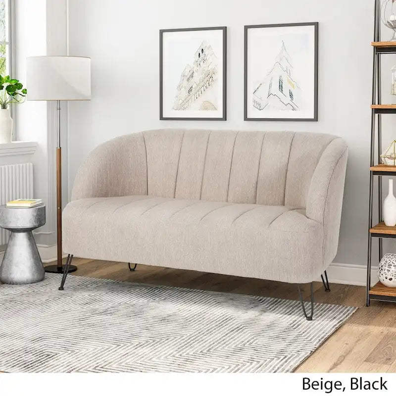 Causeuse moderne en tissu Lupine avec pieds en épingle par Christopher Knight Home