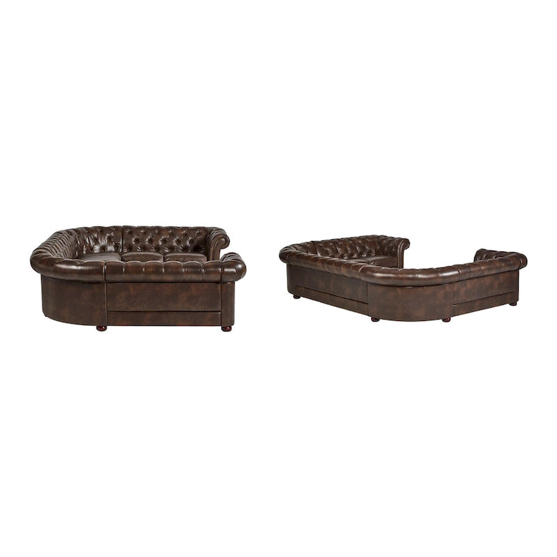 Canapé sectionnel chesterfield en U 9 places avec capitonnage à boutons