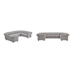 Canapé sectionnel chesterfield en U 9 places avec capitonnage à boutons