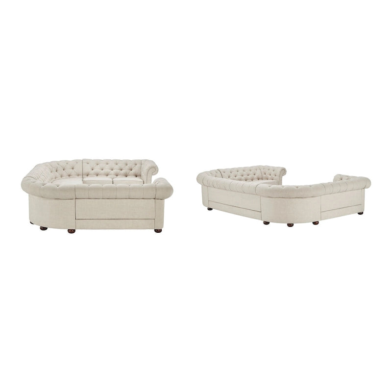 Canapé sectionnel chesterfield en U 9 places avec capitonnage à boutons