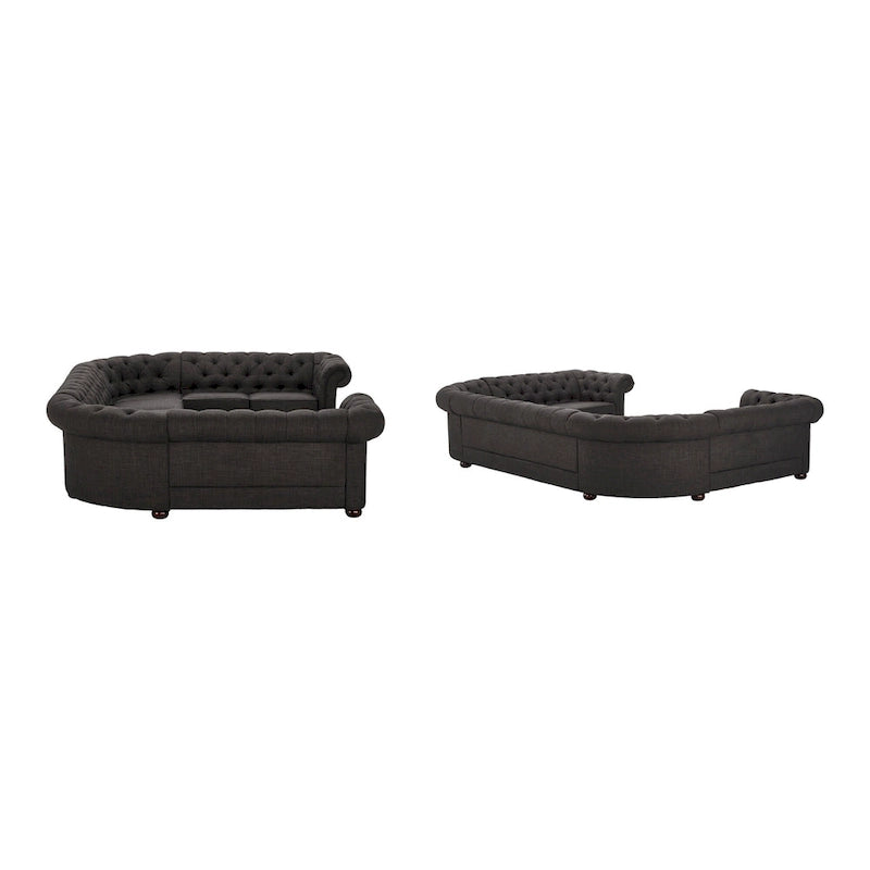 Canapé sectionnel chesterfield en U 9 places avec capitonnage à boutons
