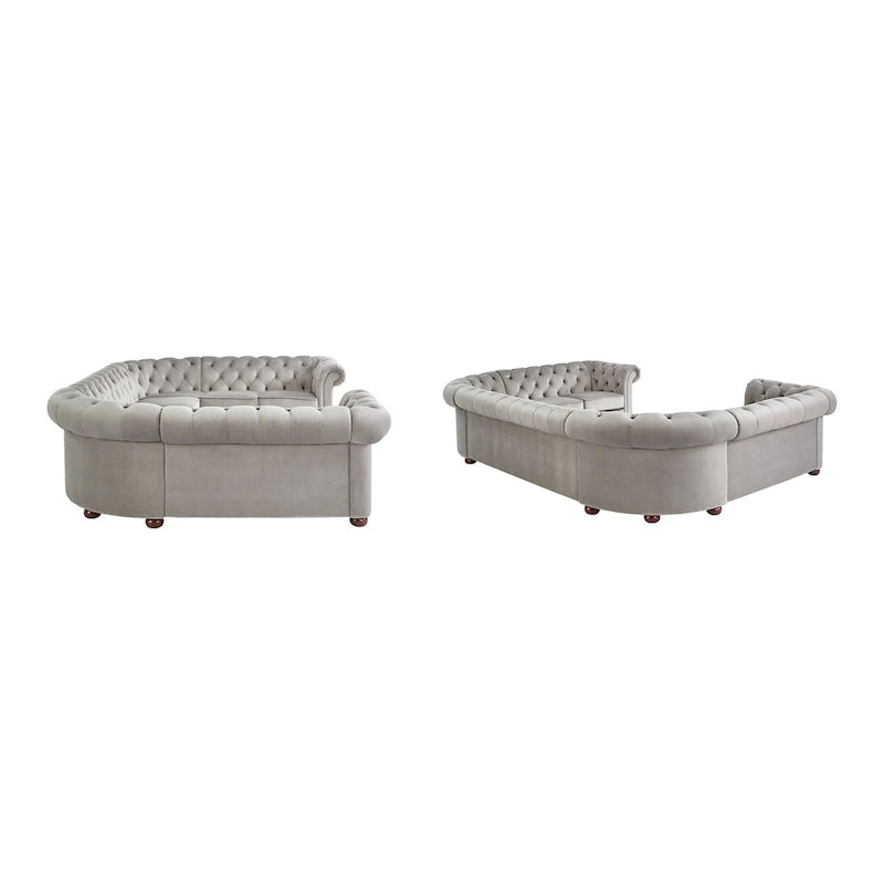 Canapé sectionnel chesterfield en U 9 places avec capitonnage à boutons