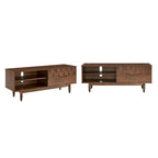 Meuble TV Mid-Century en bois de 150 cm avec 2 tiroirs et pieds fuselés