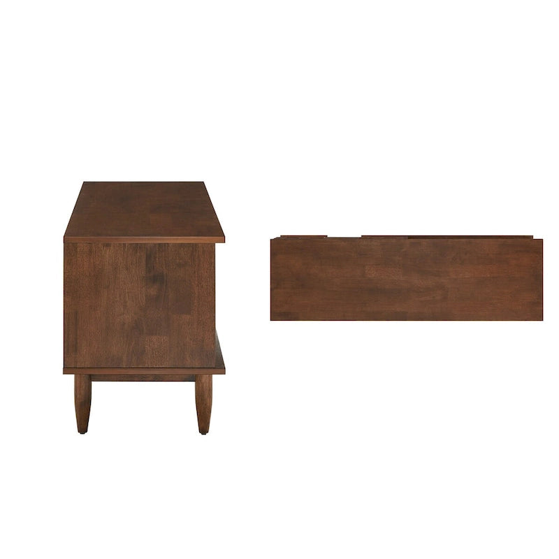 Meuble TV Mid-Century en bois de 150 cm avec 2 tiroirs et pieds fuselés