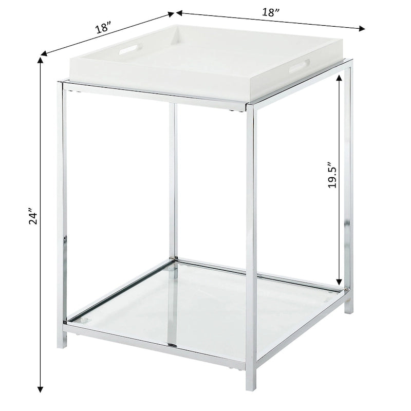 Table d'appoint moderne avec étagères en verre trempé et plateaux amovibles
