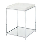 Table d'appoint moderne avec étagères en verre trempé et plateaux amovibles