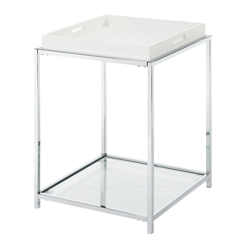 Table d'appoint moderne avec étagères en verre trempé et plateaux amovibles
