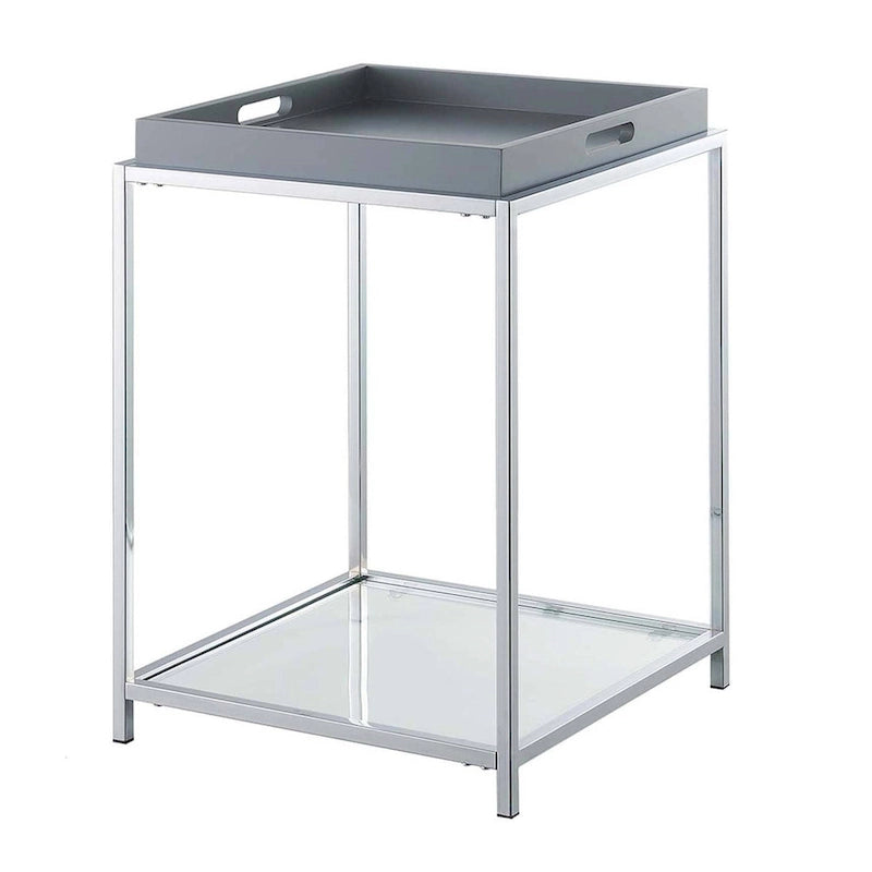 Table d'appoint moderne avec étagères en verre trempé et plateaux amovibles