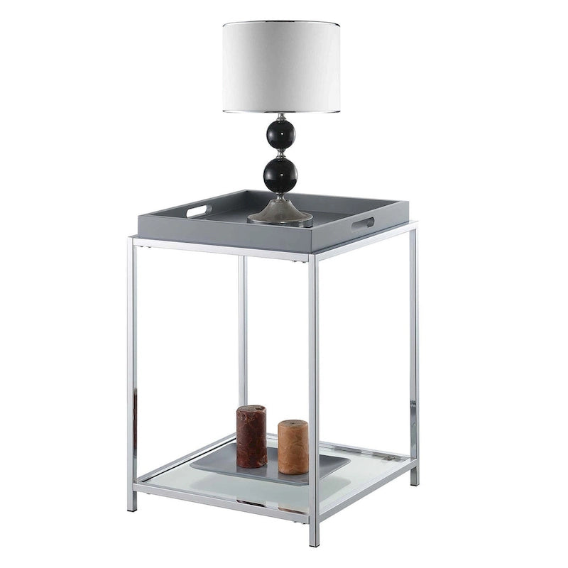 Table d'appoint moderne avec étagères en verre trempé et plateaux amovibles