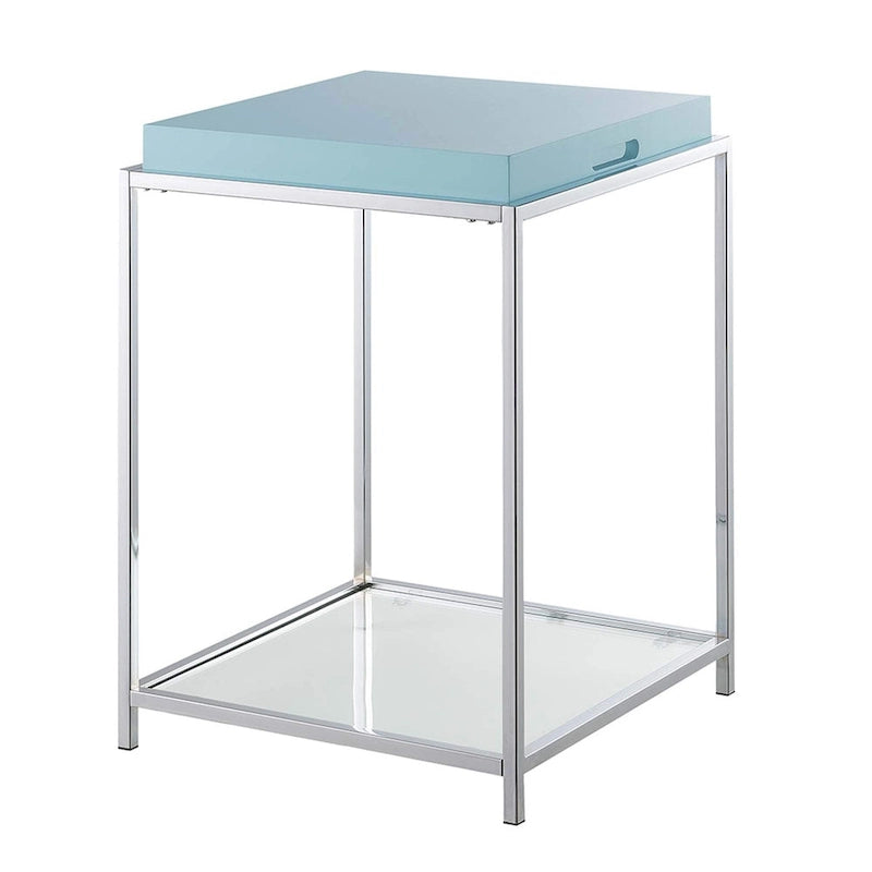 Table d'appoint moderne avec étagères en verre trempé et plateaux amovibles