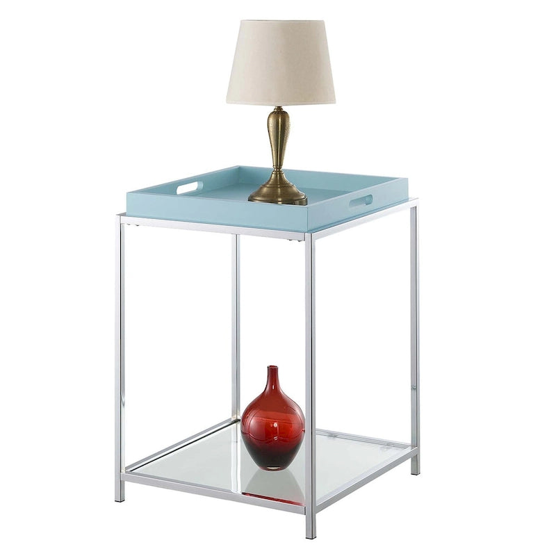 Table d'appoint moderne avec étagères en verre trempé et plateaux amovibles