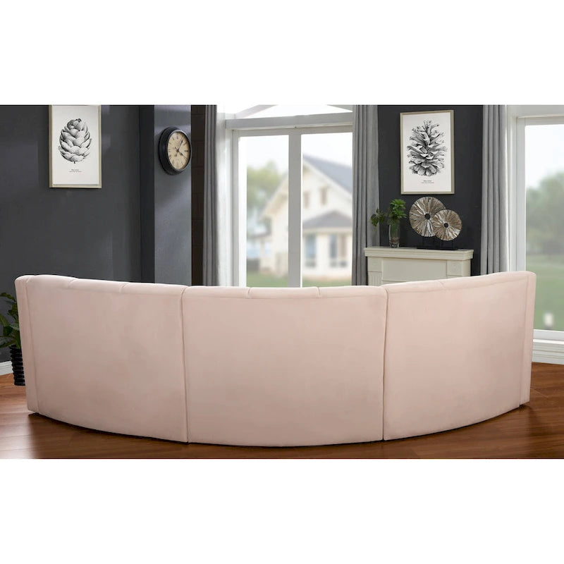Canapé d'angle modulaire incurvé sans pieds en velours de 323 cm – 3 places