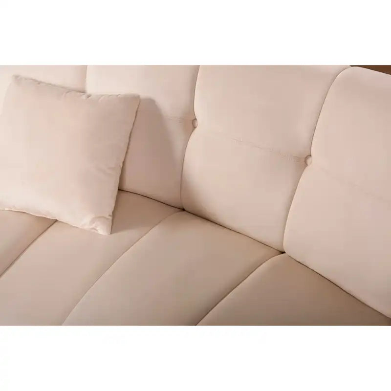 Canapé d'angle modulaire incurvé sans pieds en velours de 323 cm – 3 places