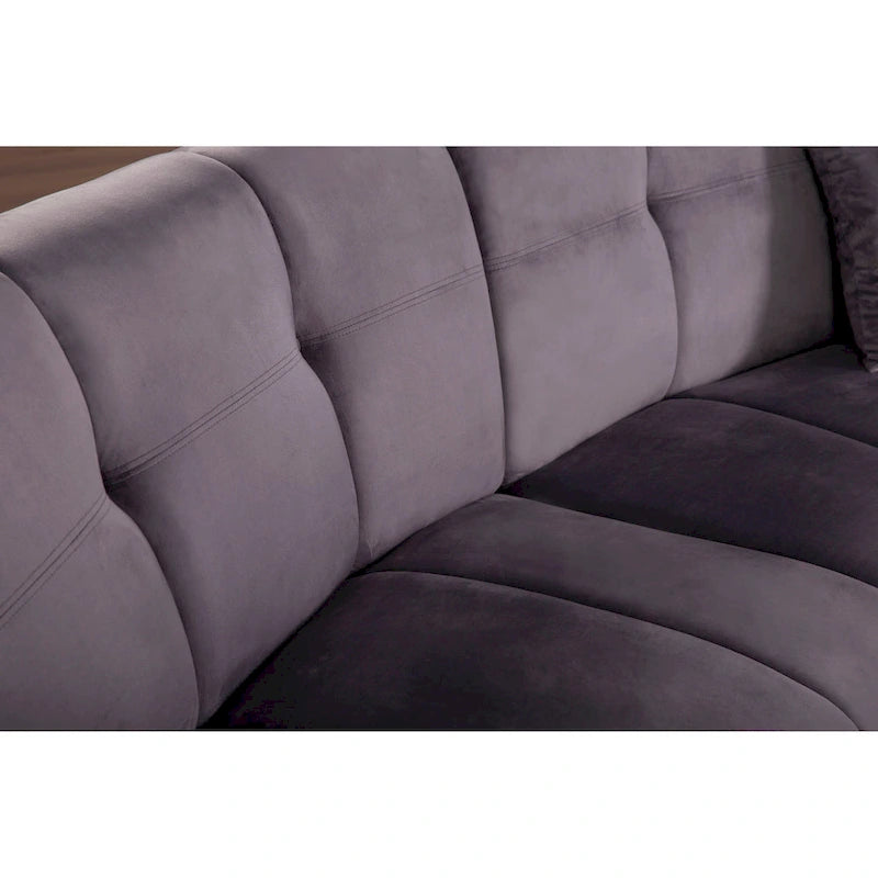 Canapé d'angle modulaire incurvé sans pieds en velours de 323 cm – 3 places