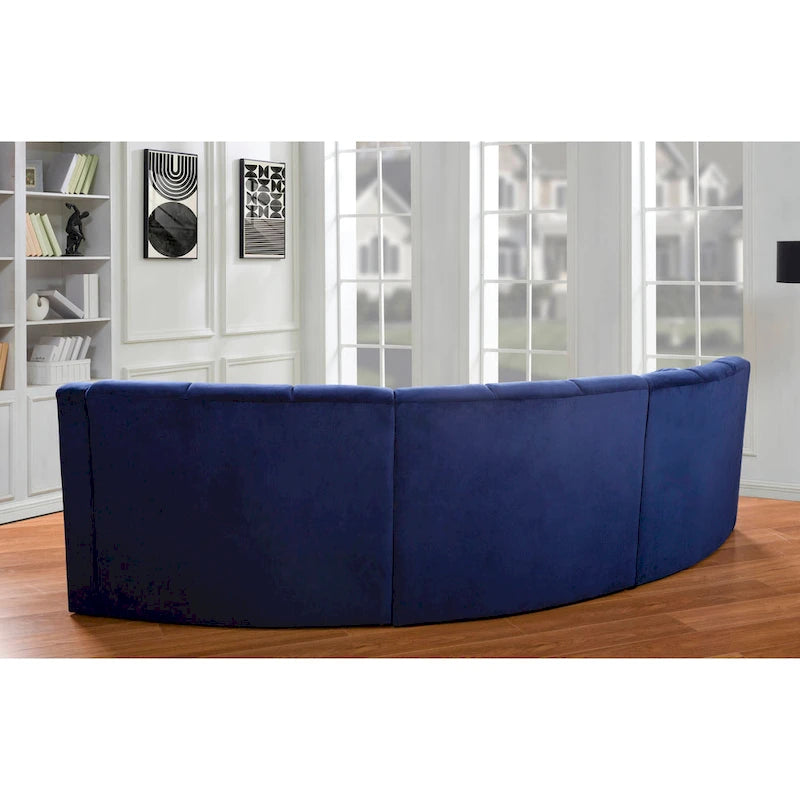 Canapé d'angle modulaire incurvé sans pieds en velours de 323 cm – 3 places