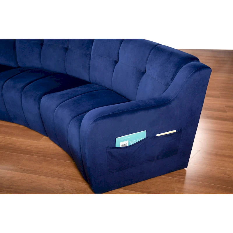 Canapé d'angle modulaire incurvé sans pieds en velours de 323 cm – 3 places