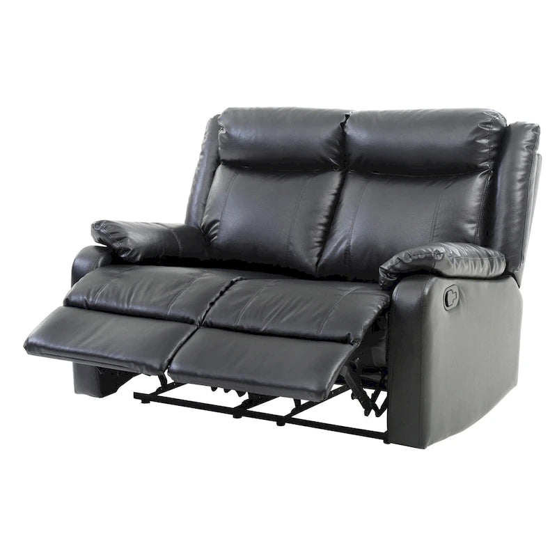 Causeuse inclinable double en similicuir avec accoudoirs rembourrés
