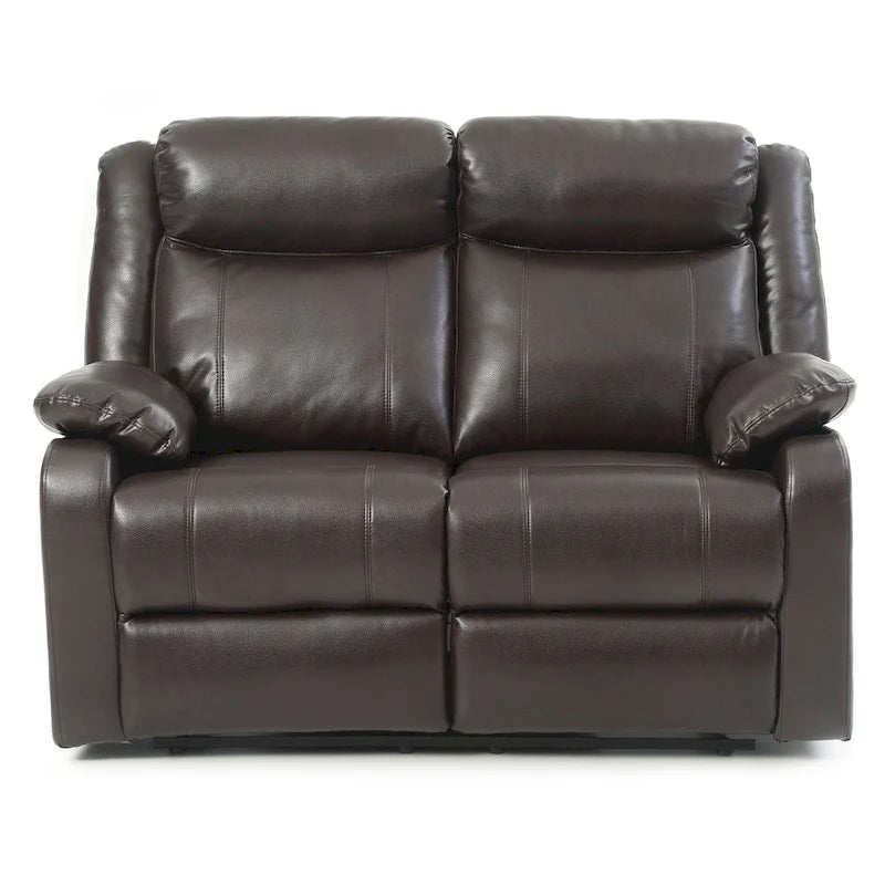Causeuse inclinable double en similicuir avec accoudoirs rembourrés