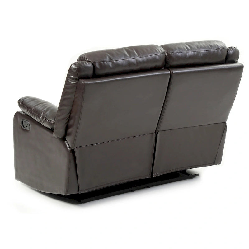 Causeuse inclinable double en similicuir avec accoudoirs rembourrés