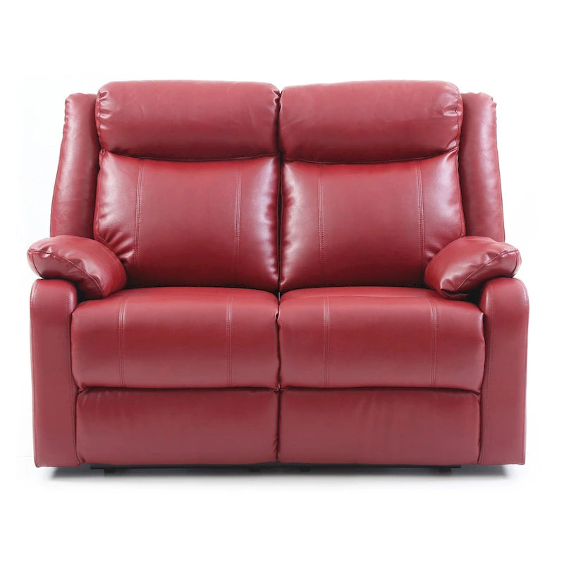 Causeuse inclinable double en similicuir avec accoudoirs rembourrés
