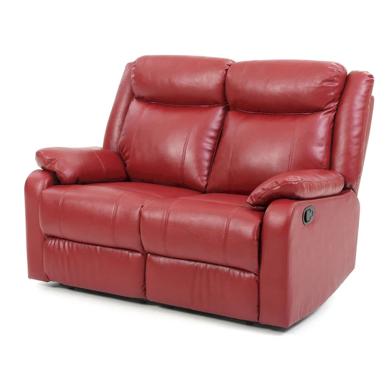 Causeuse inclinable double en similicuir avec accoudoirs rembourrés