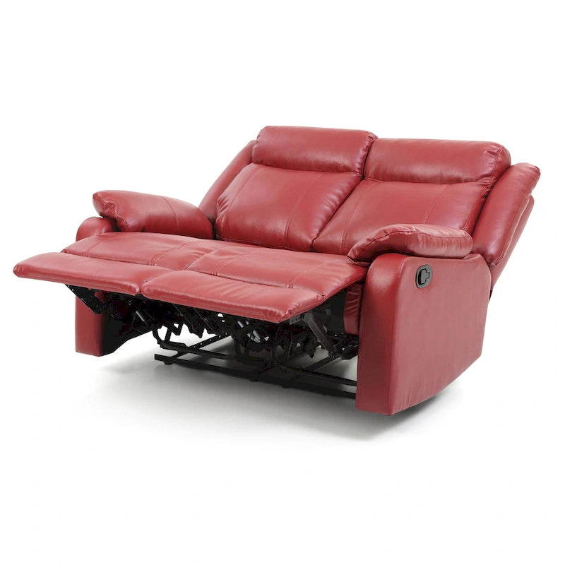 Causeuse inclinable double en similicuir avec accoudoirs rembourrés