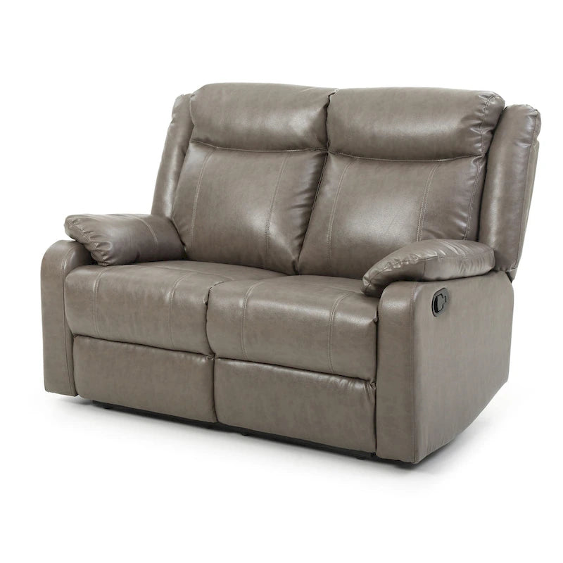 Causeuse inclinable double en similicuir avec accoudoirs rembourrés
