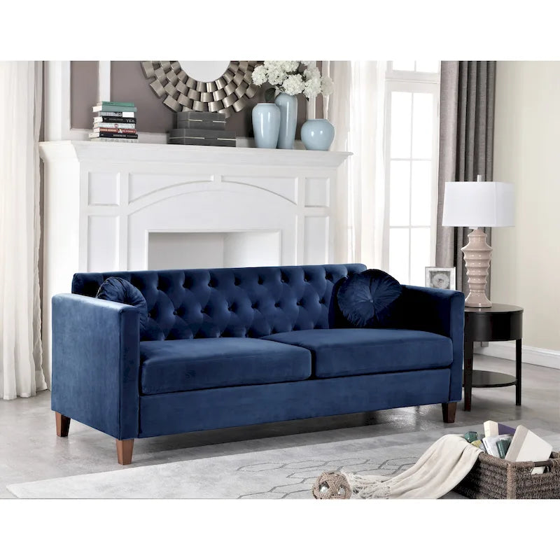 Canapé Chesterfield classique en velours écrasé avec dossier capitonné