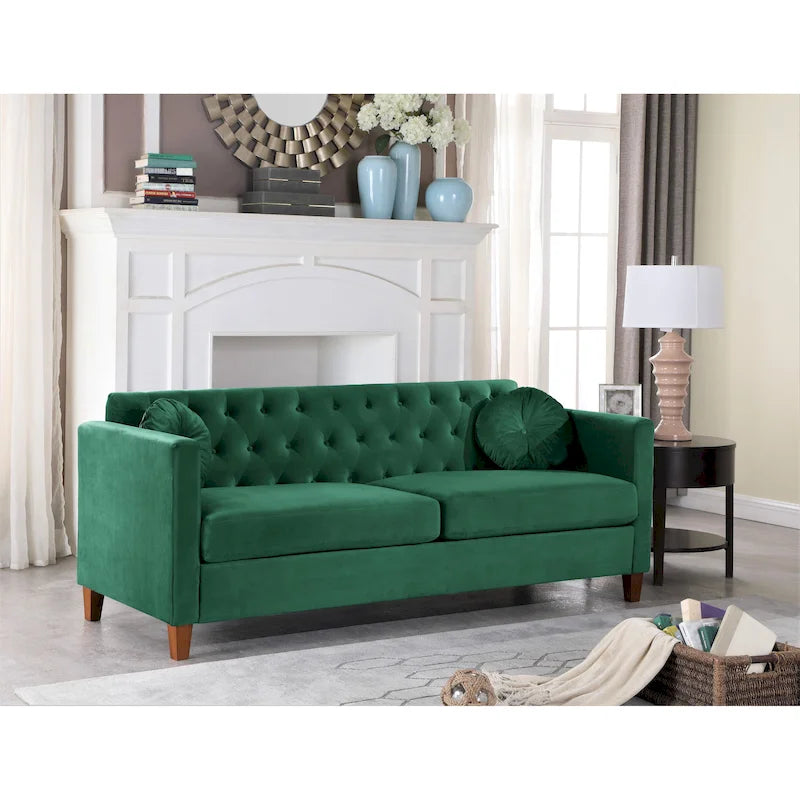 Canapé Chesterfield classique en velours écrasé avec dossier capitonné