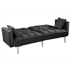 Canapé-lit futon en velours de style Mid-Century avec pieds en métal, 75,6 po