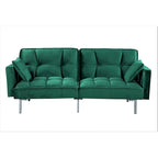 Canapé-lit futon en velours de style Mid-Century avec pieds en métal, 75,6 po