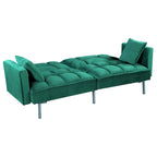 Canapé-lit futon en velours de style Mid-Century avec pieds en métal, 75,6 po