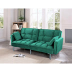 Canapé-lit futon en velours de style Mid-Century avec pieds en métal, 75,6 po