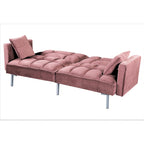Canapé-lit futon en velours de style Mid-Century avec pieds en métal, 75,6 po